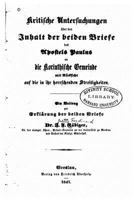 Kritische Untersuchungen �ber den Inhalt der beiden Briefe 1519755546 Book Cover