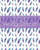 2020 Weekly Planner: Watercolor Feather Pattern Dot Grid Journal 8" x 10" 222 pages 1699045240 Book Cover