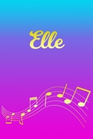 Elle: Sheet Music Note Manuscript Notebook Paper Pink Blue Gold Personalized Letter E Initial Custom First Name Cover Musician Composer Instrument Composition Book 12 Staves a Page Staff Line Notepad  1706618875 Book Cover