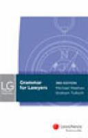 Grammar for Lawyers, 3rd Edition 0409334529 Book Cover