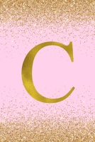 C: Letter C Initial Monogram Notebook - Pretty Pink & Gold Confetti Glitter Monogrammed Blank Lined Note Book, Writing Pad, Journal or Diary with Lines - Birthday or Christmas Gift for Kids, Girls & W 1088529615 Book Cover