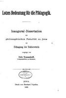 Lotzes Bedeutung F�r Die P�dagogik 153044800X Book Cover