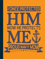 I Once Protected Him Now He Protects Me Proud Navy Mom: Perfect Lined Notebook 100 Pages 8.5 x 11; (21.59 x 27.94 cm) 1671132122 Book Cover