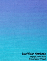 Low Vision Notebook: Bold Lined Paper - 1/2" Line Spacing - Blue, Turquoise Gradient Cover 1693003082 Book Cover