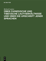 Uber Chinesische Und Tibetische Lautverhaltnisse Und Uber Die Umschrift Jener Sprachen (1861) 1160282862 Book Cover