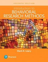 Introduction to Behavioral Research Methods 0205396763 Book Cover