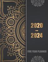 2020-2024 Five Year Planner: 60 Months Calendar, 5 Year Appointment Calendar, Business Planners, Agenda Schedule Organizer Logbook and Journal with golden black cover 1093775831 Book Cover
