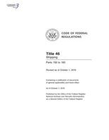 Code of Federal Regulations, Title 46 Shipping 156-165, Revised as of October 1, 2016 1544034148 Book Cover