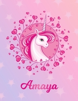 Amaya: Amaya Magical Unicorn Horse Large Blank Pre-K Primary Draw & Write Storybook Paper Personalized Letter A Initial Custom First Name Cover Story Book Drawing Writing Practice for Little Girl Use  1704311543 Book Cover