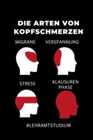 DIE ARTEN VON KOPFSCHMERZEN MIGRÄNE VERSPANNUNG STRESS KLAUSURENPHASE: A5 Geschenkbuch LINIERT für Lehramt Studenten | Geschenkidee zum Geburtstag | ... | Lehrer | Abitur (German Edition) 168772606X Book Cover
