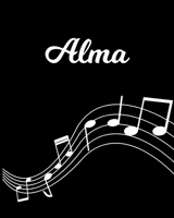 Alma: Sheet Music Note Manuscript Notebook Paper - Personalized Custom First Name Initial A - Musician Composer Instrument Composition Book - 12 Staves a Page Staff Line Notepad Notation Guide - Creat 1703856546 Book Cover