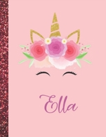 Ella: Ella Marble Size Unicorn SketchBook Personalized White Paper for Girls and Kids to Drawing and Sketching Doodle Taking Note Size 8.5 x 11 1658512707 Book Cover