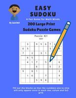 Easy Sudoku A Fun Game for Math Minds: 200 Large Print Sudoku Puzzle Games 9x9 1093308044 Book Cover