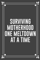 Surviving Motherhood One Meltdown at a Time: Funny Blank Lined Ofiice Journals For Friend or Coworkers 1692764950 Book Cover