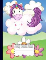 Primary Composition Notebook: Unicorn On A Cloud School Story Specialty Handwriting Paper Dotted Middle Line 1080234136 Book Cover