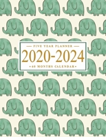 2020-2024 five year planner 60 months calendar: 5 Year Monthly Calendar with Green Elephant Cover 169907108X Book Cover
