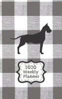 2020 Weekly Planner: Great Dane with Black & White Buffalo Check Pattern Calendar Planner 1672058007 Book Cover