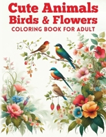 Cute Animals, Birds & Flowers Coloring Book for Adult: Relaxing Journey to Calm your Mind and Relief Stress with 50 Animals, Birds & Flowers Gone Wild! Color, Laugh & Relax! B0CQVDP6DR Book Cover