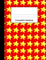 Composition Notebook: Wide Ruled Writing Book Yellow Stars on Red Design Cover 1089074433 Book Cover