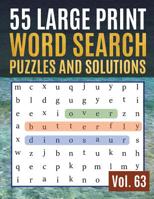 55 Large Print Word Search Puzzles and Solutions: Activity Book for Adults and kids Word Game Easy Quiz Books for Beginners (Find a Word for Adults & Seniors) 1077780710 Book Cover