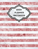 2020 Weekly Monthly Planner Stripes Dark Pink White Marble: January to December Calendar 1674922051 Book Cover