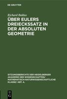 Über Eulers Dreieckssatz in Der Absoluten Geometrie 311104615X Book Cover
