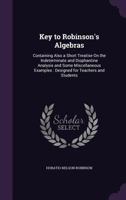 Key to Robinson'S Algebra 1141134225 Book Cover
