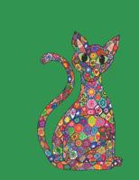 Cute Colorful Millefiori Mosaic Kitty Cat Journal in Green 1091016356 Book Cover