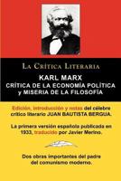 Crítica de la Economía Política (Grundrisse) y Miseria de la Filosofía, Colección la Crítica Literaria por el célebre crítico literario Juan...Bergua 8470839551 Book Cover