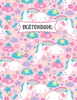 Sketchbook: Cute Kawaii Unicorn Sketch Book for Kids Practice Drawing and Doodling Sketching Book for Toddlers & Tweens 1707842027 Book Cover