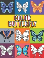 color butterfly: Hand drawn easy designs and large pictures of butterflies coloring book for kids and adults B08M2FZBR4 Book Cover