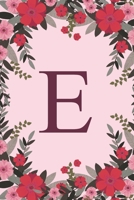 E: Name Monogram Initial E Pink Floral 6x9 Dot Bullet Notebook/Journal Gift Idea For Girls, Women, School, College and Work 1695739027 Book Cover