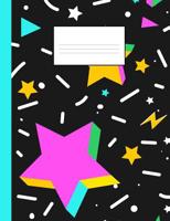 80s notebook: A fun and trendy 80's theme composition book: College ruled, soft back: Perfect for school work: Bright orange and pink stars design 1091254346 Book Cover