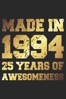 25 Years Of Awesomeness: Blank Lined Journal, Golden, Happy 25th Birthday Notebook, Diary, Logbook, Perfect Gift For 25 Year Old Boys And Girls 1700619837 Book Cover