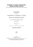 Department of Veterans Affairs budget request for fiscal year 2005 B084DPDP17 Book Cover