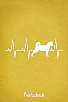 Notizbuch: Gelbes kariertes American Akita Herzschlag Hunde Notizheft ca DIN A5 weiß kariert 110 Seiten (German Edition) 1650210396 Book Cover