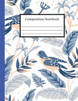 Composition Notebook: Adorable Wide Ruled School Journal with 100 Pages and a Cute Blue Bird Pattern Design for Students, Teachers, Adults, Kids or Teens who love writing in 8.5x11 Perfect Christmas/B 1711275581 Book Cover