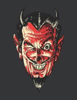 Notebook: Vintage Halloween Red Devil Head Journal & Doodle Diary; 120 College Ruled Pages for Writing and Drawing - 8.5x11 in. 1095767925 Book Cover