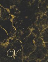 V: College Ruled Monogrammed Gold Black Marble Large Notebook 1097857565 Book Cover