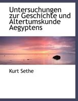 Untersuchungen Zur Geschichte Und Altertumskunde Aegyptens 3742859803 Book Cover