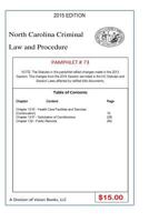 North Carolina Criminal Law and Procedure-Pamphlet 73 1503230740 Book Cover