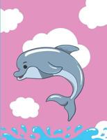 Dolphin Composition Book: Pink Notebook Wide Ruled Paper 1793124647 Book Cover