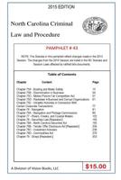 North Carolina Criminal Law and Procedure-Pamphlet 43 1502914093 Book Cover