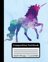 Composition Notebook: Unicorn Shape / Perfect For School Wide Ruled Paper / Unicorn Lovers Gifts 1089921578 Book Cover