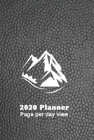 2020 planner page per day view: Daily day per page planner for men to record, plan and organise life, work, business meetings and hobbies in a practical way - Black leather effect mountain cover art d 1676877495 Book Cover