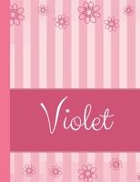 Violet: Personalized Name College Ruled Notebook Pink Lines and Flowers 1089019920 Book Cover