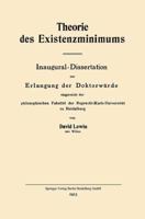 Theorie Des Existenzminimums: Inaugural-Dissertation Zur Erlangung Der Doktorwurde Eingereicht Der Philosophischen Fakultat Der Ruprecht-Karls-Universitat Zu Heidelberg 366222979X Book Cover