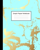 Graph Paper Notebook: Beautiful Blue Marble and Gold 8 x 10 inches - 5 x 5 Squares per inch, Quad Ruled Cute Graph Paper Composition Notebook for Children, Kids, Girls, Teens and Students (Math and Sc 1689415436 Book Cover