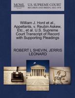 William J. Hord et al., Appellants, v. Reubin Askew, Etc., et al. U.S. Supreme Court Transcript of Record with Supporting Pleadings 127069880X Book Cover
