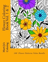 Flower Coloring Book Vol. 1 & 2 1502381524 Book Cover